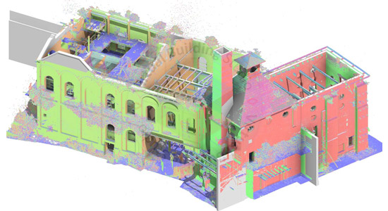 Raw point cloud scan input — heritage building